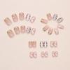 30pcs Short Ballerina False Nails Cat Eye Shining Slices French Fake Nails Polka Dots Checkered Golden Butterfly Press On Nails