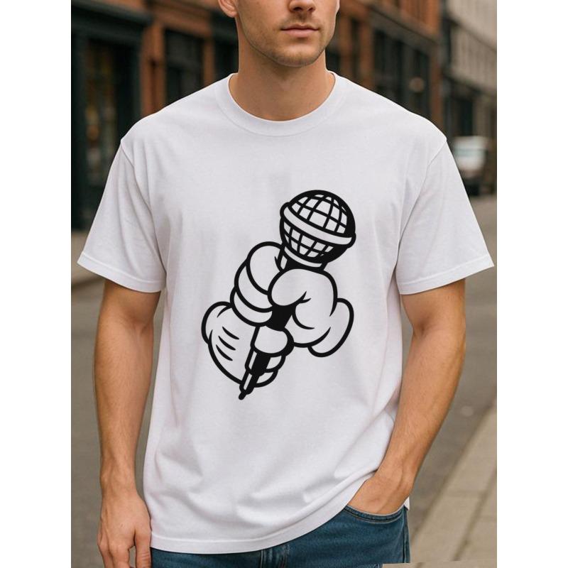 

Мужская футболка с принтом «Дизайн боксерских перчаток и микрофона», новая дышащая мужская одежда, модный стиль, простая вязаная мужская футболка S белый