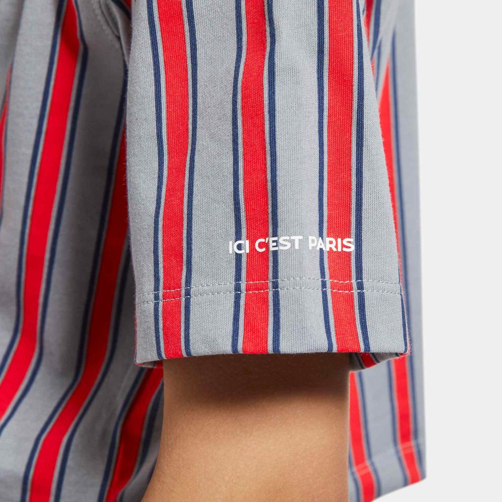 Jordan Paris Saint-Germain Striped Print Short Sleeve T-Shirt Women Tops Red DM4999-090