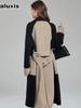 Hepburn Style Wool Coat Women's Long Sleeve Winter New Arrivals High-End Elegant Slim Fit Color Block Overcoat