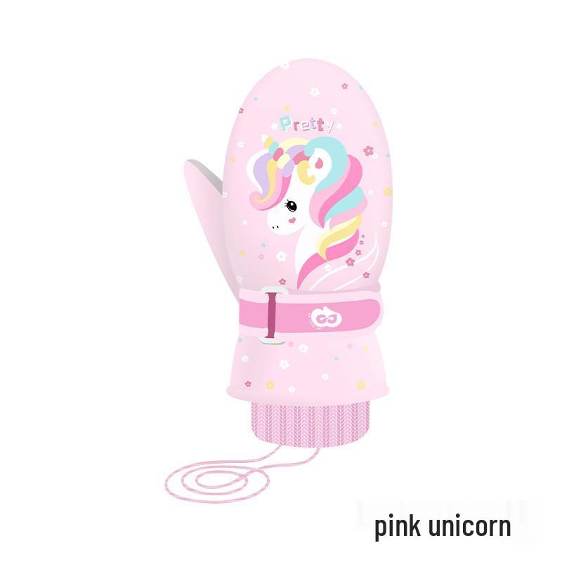 Kids' Waterproof Ski Gloves - Fleece Lined, Thickened Cotton for Winter Play