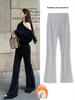 Maternity Polka Dot High Stretch Flare Knit Pants – No Support Belly, Casual Spring Style