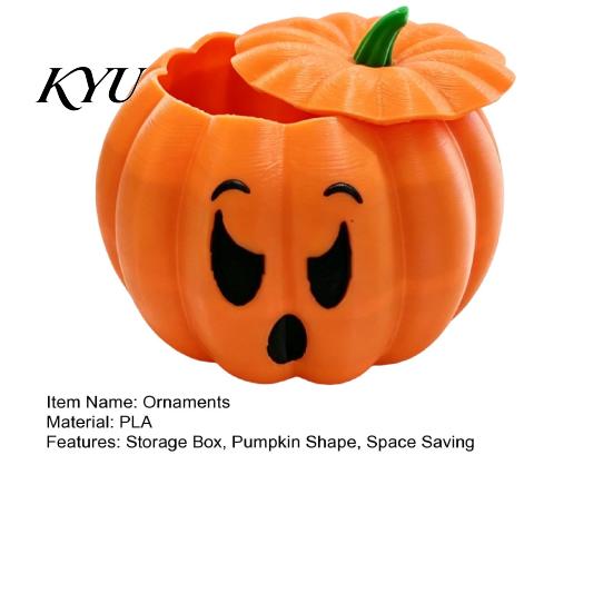 Halloween Home Ornament 3D Printed Devil Pumpkin Storage Box with Lid, Funny Ghost Face Spooky Holiday Desk Accessories Decoration, Desktop Organizer