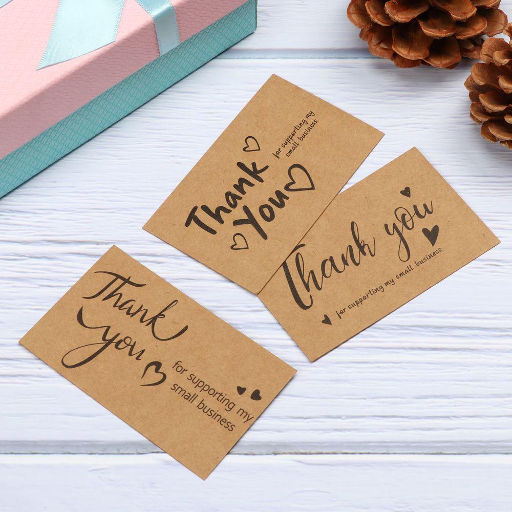 30pcs/Bag Natural Kraft Paper Thank You Card Enterprise Store Business Thank You Order Card Wholesale Custom Gift Decoration Car