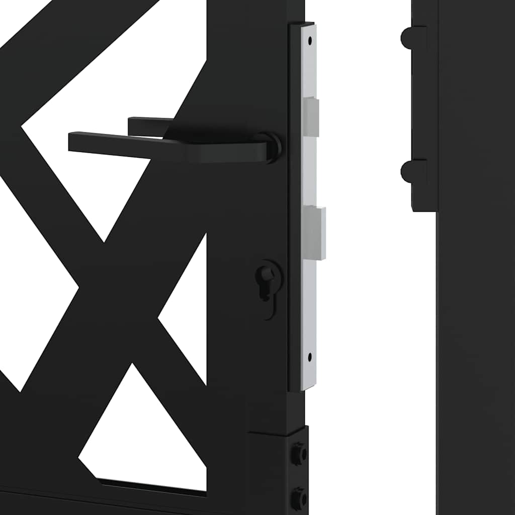 Black Garden Gate 105X155 Cm Lightweight Steel Construction