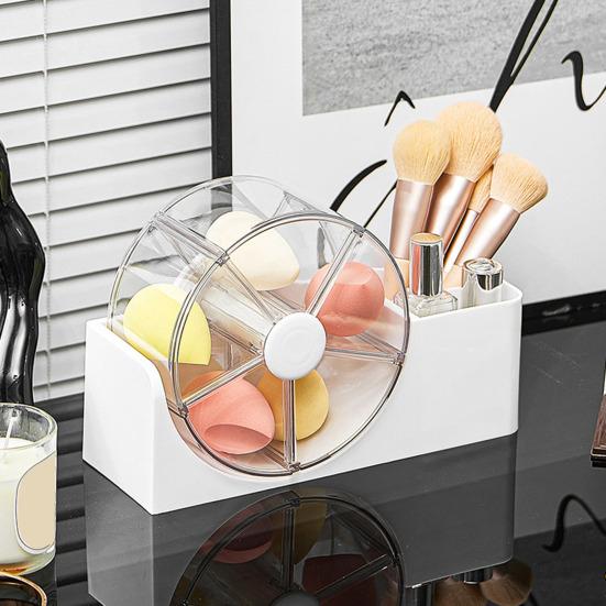 Storage Rack with Clear Windmill Shape Organizer Large Capacity Cosmetics Organizer Dustproof Cosmetic Case for Bathroom Desktop
