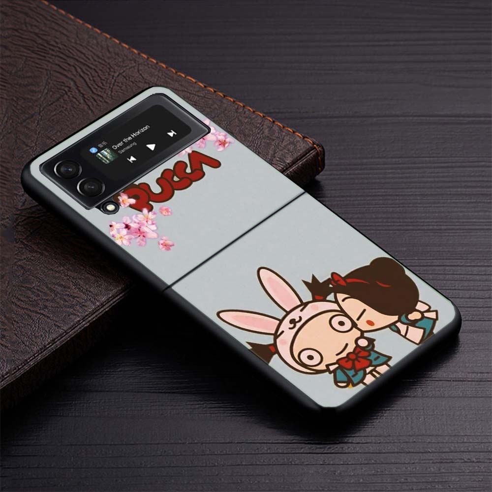Cute Cartoon Pucca Garu Zflip4 Zflip5 Phone Case For Samsung Z Flip3 Flip4 Flip5 5G zFlip 4 5 Cover Cellphone Shell Caso Fundas