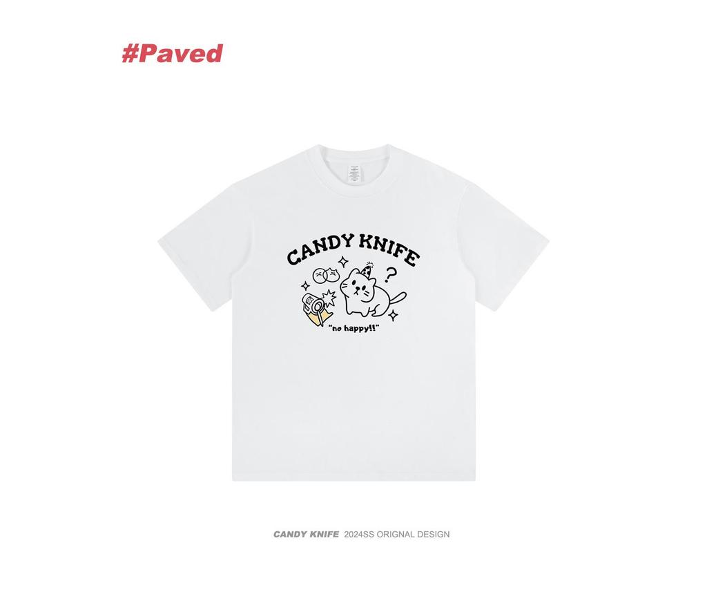 Women's Summer Loose Fit Cute Cartoon Print Cotton T-Shirt 