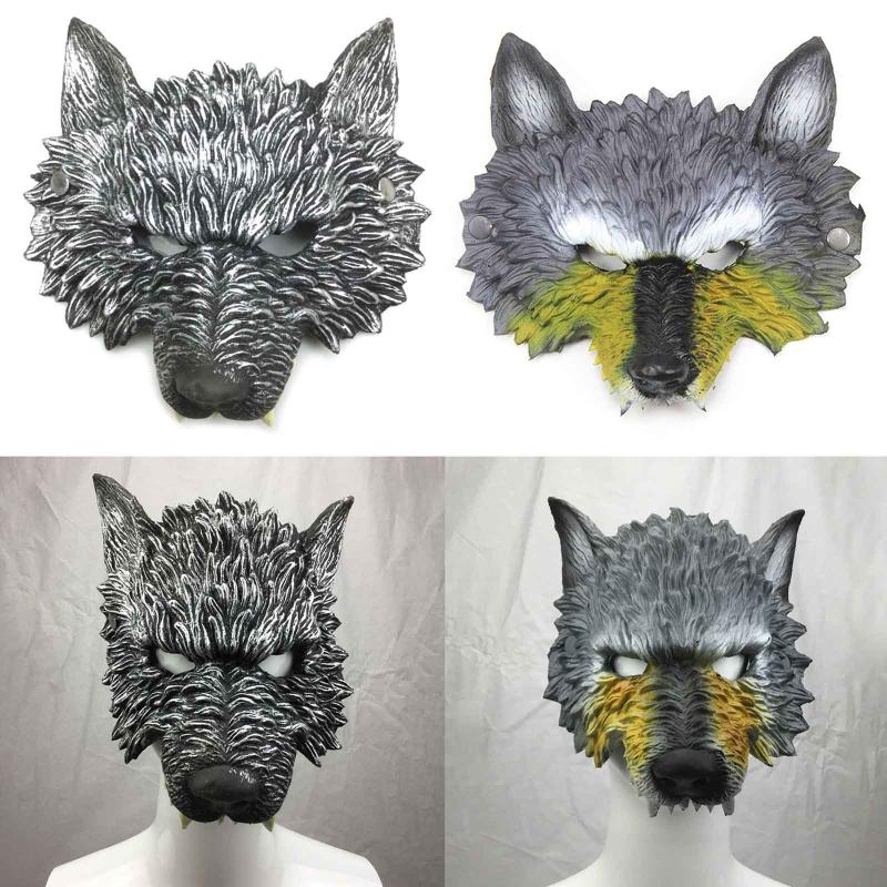 3D Wolf for Head Mask Halloween Party Wolf Costume Mask for Women Men Halloween Dress-up Christmas Party Stage Performan