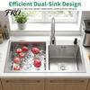 Double Bowl Kitchen Sink Sink, 30.7x16.9 Inch Stainless Steel with Nano Coating, Deep Drop-in/Top-Mount for Modern Kitchen, Includes Drain