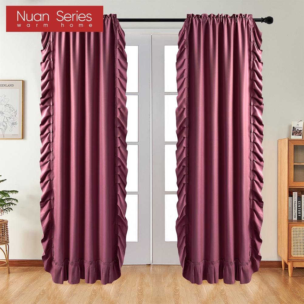 1 Stück, Nuan-Serie, 70–80 % Verdunkelung, einfarbige Verdunkelungsvorhänge mit gerüschtem Rand für die Heimdekoration im Wohnzimmer, Schlafzimmer