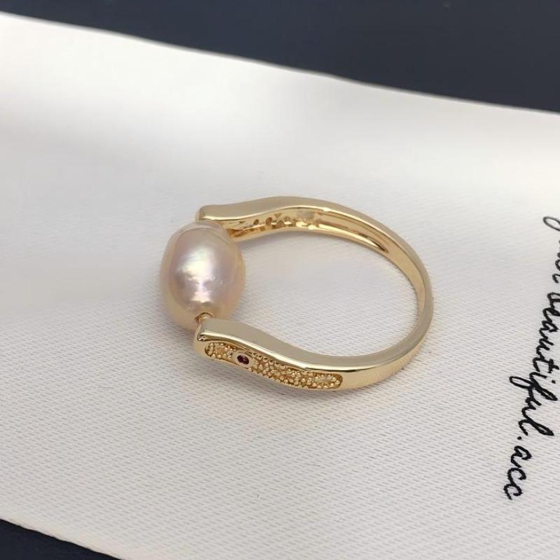 Meier Natural freshwater pearl ring - minimalist vintage baroque pearl jewelry 12 золотой
