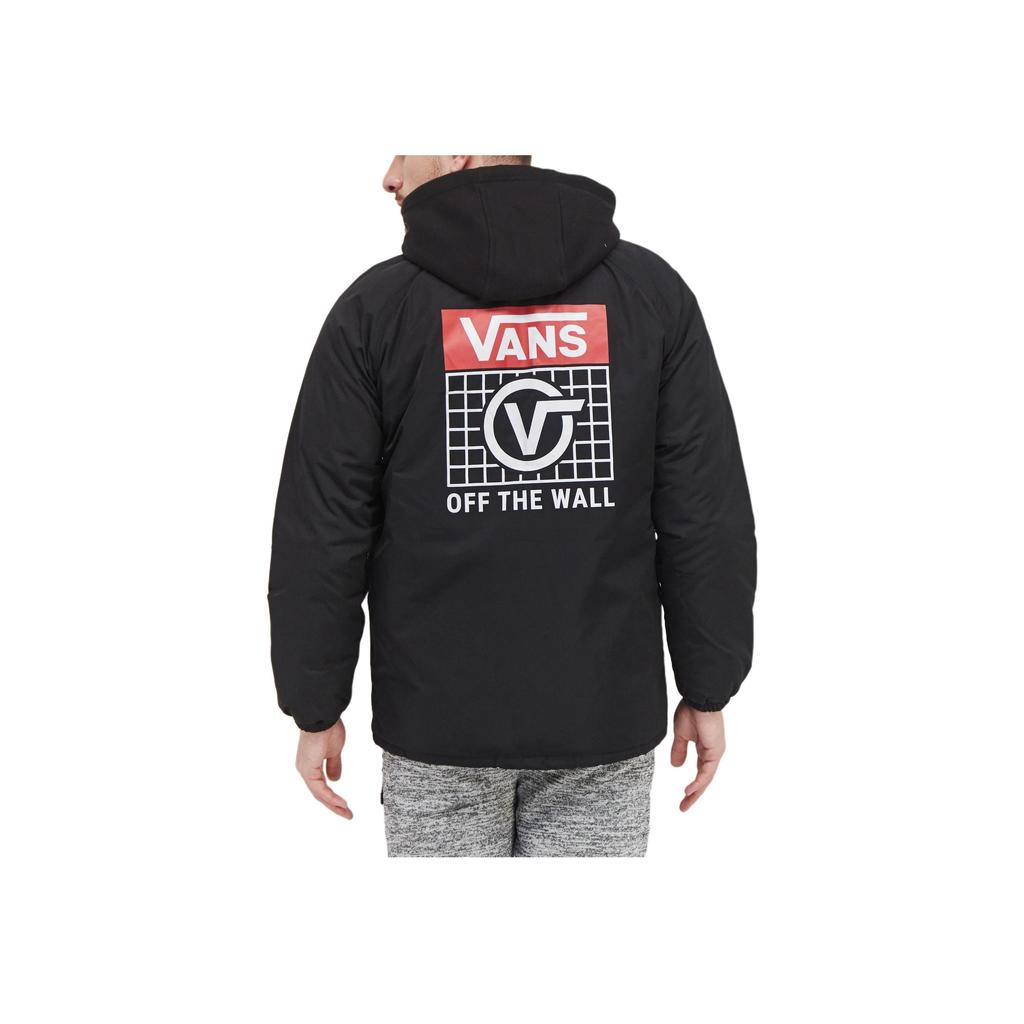 Vans Logo Printed Hooded Windbreaker Jacket Men Jacket Black VN0A4BPBBLK