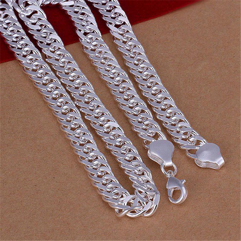 Jemný 925 Sterling Silver 10MM Řetízkový náhrdelník pro muže a ženy, masivní svatební ušlechtilé módní šperky, přívěsky a dárky