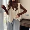 V-neck Knitted Vest Women's Sweater Autumn and Winter New Korean Loose Wild Sweater Vest Sleeveless Sweater