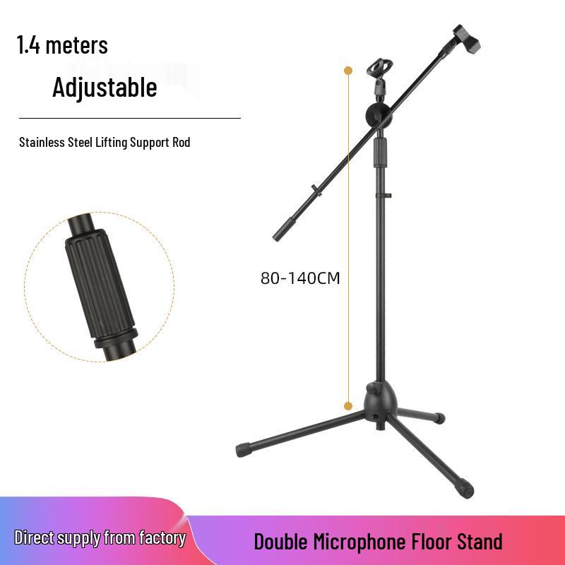 Retractable Folding Microphone & Phone Tripod Stand for Live Streaming and Karaoke, Portable for Indoor/Outdoor Use