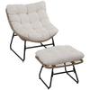 Outsunny Garden Chair Armchair with Footrest In Epoxy Metal and Rattan-look Woven Resin with Cushions