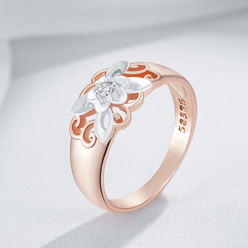 Trend Natural Zircon Flower Rings For Women Unique Rose Gold And Color Mix Vintage Wedding Fine Jewelry