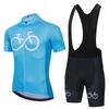 Mens Breathable Cycling Jersey Bib Shorts Set Short Sleeve Riding Outfit Road Bike MTB