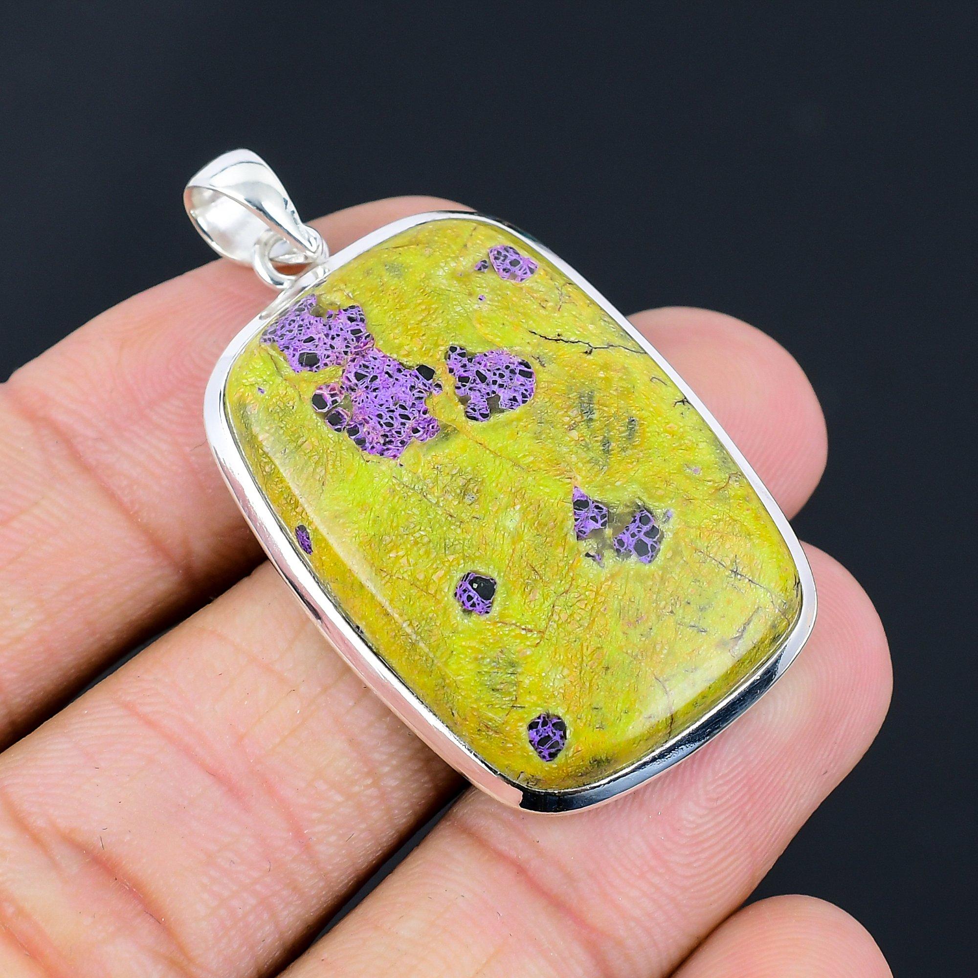 

Ювелирный кулон ручной работы из стерлингового серебра 925 пробы с драгоценным камнем Атлантисит 1,77 дюйма