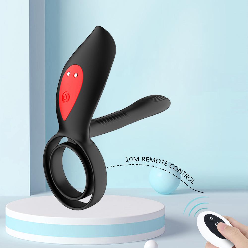Penis Ring Vibrator for menn Forsinket utløsning med dobbel Cock Ring Vagina Klitoral Stimulator Vibrator for par Voksen sexleketøy