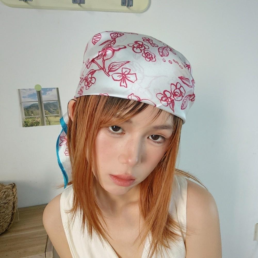 Spotted Dog Silk Satin Turban Breathable Bandana Head Scarf Square Headband  Women's Accessory