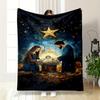 Nativity Scene with Starry Night SkyFlannel blanket for bedroom, living room, sofa, and nap