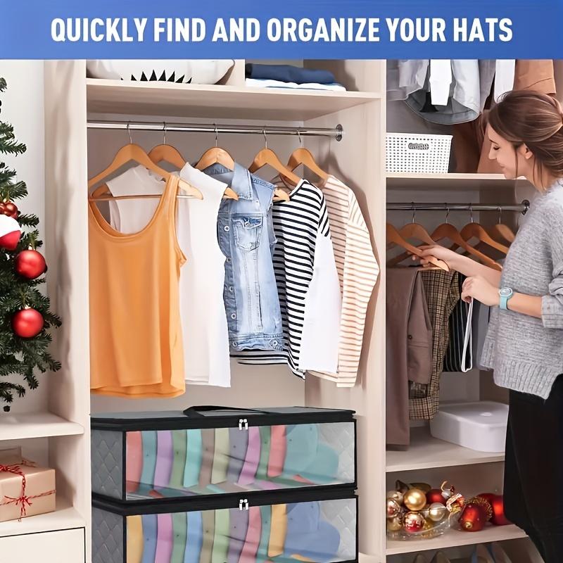 1 Stück Baseballkappen Aufbewahrungstasche, Hut Aufbewahrungsorganizer Tasche, Hut Organizer mit 2 Griffen, Fassungsvermögen für 20 Hüte, Grau