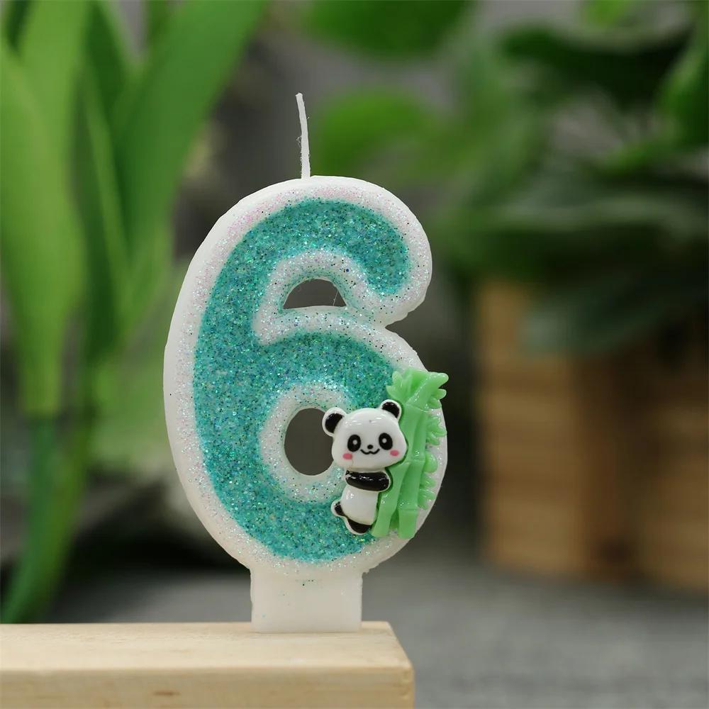 Panda Theme Birthday Candles Children's Birthday Number Candles First Birthday Girl Boy Party Cake Toppers Gift Cake Decoration