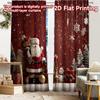 2pcs, 2D FLAT PRINTING Curtains (Without Rod) Santas Checklist Digital Printing On Holiday Curtains Fabric Curtains Decorations
