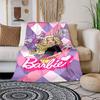 1 peça Cobertor de Desenho Animado Barbie Patins Rosa Limonada, Manta Portátil para Viagem e Acampamento, Cobertor Aconchegante para Todas as Estações, Presente Ideal