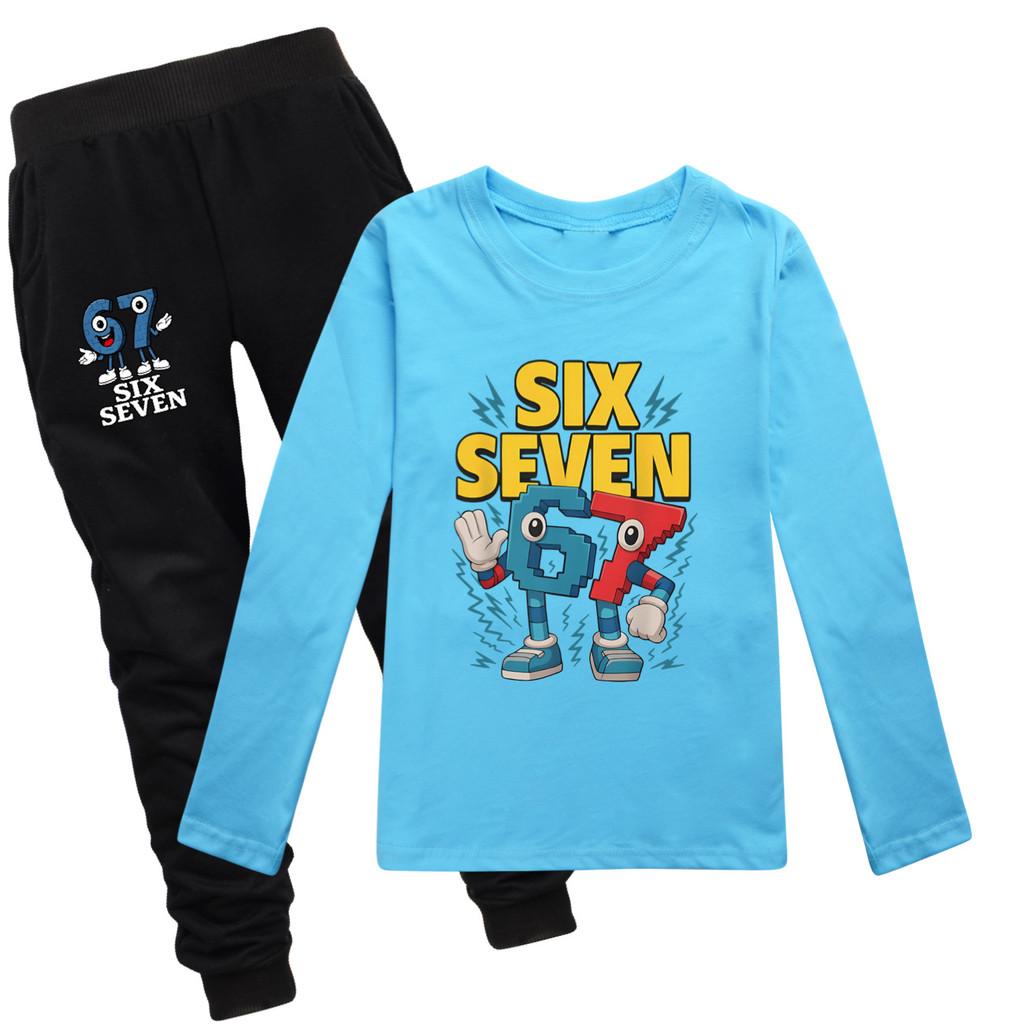 5260 Kinder Jungen Mädchen Steal a Brainrot 67 Print T-Shirt Hose Kleidung Set