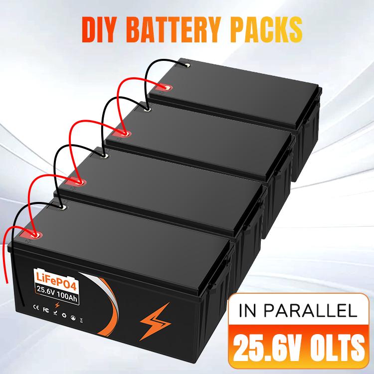 EU Stock 24V 100Ah LiFePO4 Battery 25.6V Built-in BMS Bluetooth Solar Energy Storage Battery for RV Marine Off Grid Solar System