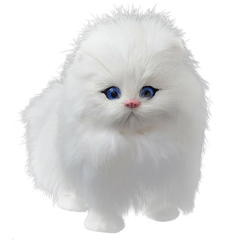Ornement Poupée Chat Simulée Mignon Chat à Long Poil Poupée Électronique Peluche Douce et Moelleuse Modèle Chat Cadeau Jour des Enfants Pour Enfants