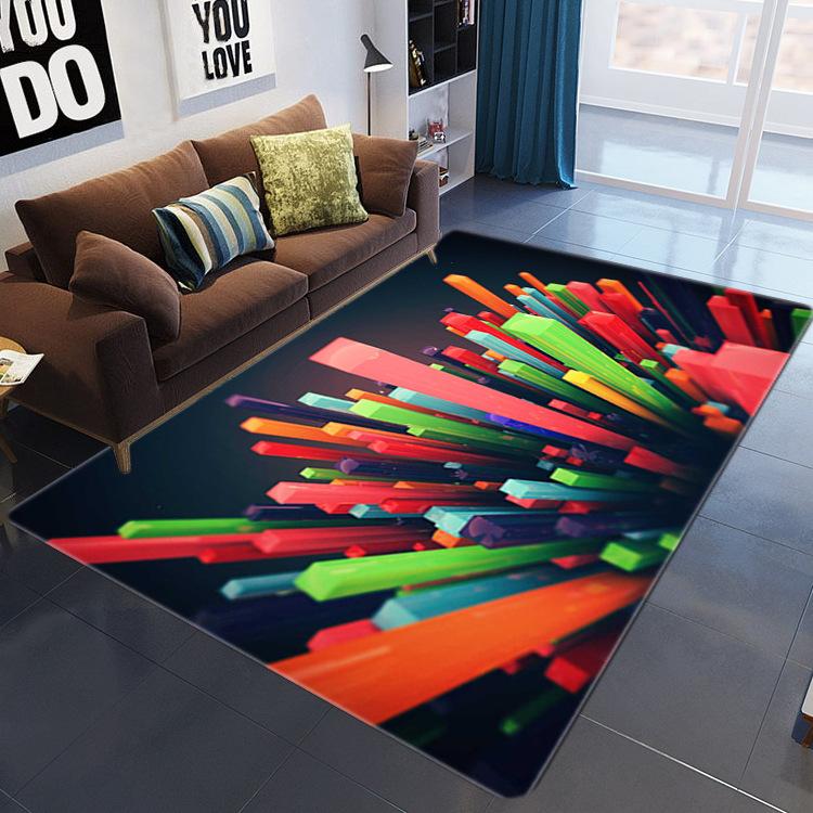 Nordic Style Carpet New Chinese Modern Simple Living Room Bedroom Full Of Non-Slip Carpet 3D Floor Mat