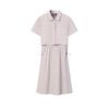White Fashion Simple Trendy Casual Versatile Comfortable Loose Woven Short Sleeve Dress Women Dresses Lotus-Gray-Pink F11W623314FPK