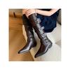 Women's Long Boots Pointed Thick Low Heel Belt Buckle Platform Boots  Shoes for Women