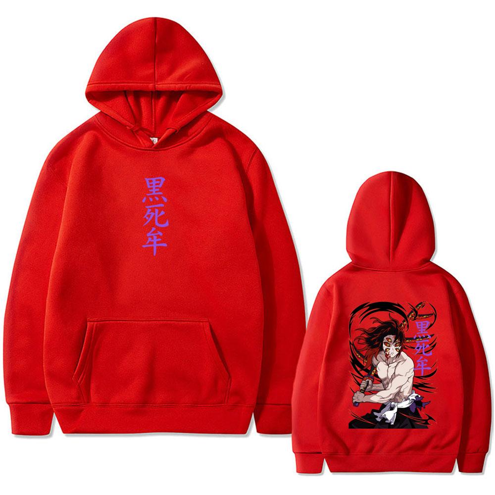 Anime Demon Slayer Kokushibo Double Sided Print Hoodie Men Women Cartoon Fashion Oversized Streetwear Fleece Hoodies