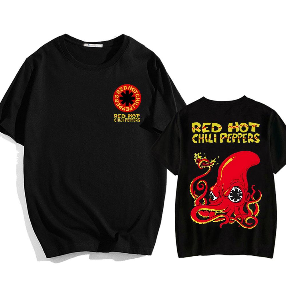 Red Hot Fire Squid Chili Peppers T-shirts Rock Band Hip Hop Streetwear Short Sleeve Men Women Tshirts Summer Cotton Soft Tee Top