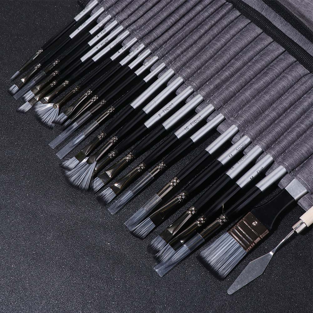 24pcs/set DIY Art Paint Brush Set Wooden Handle Oil Painting Brushes  Watercolor Painting