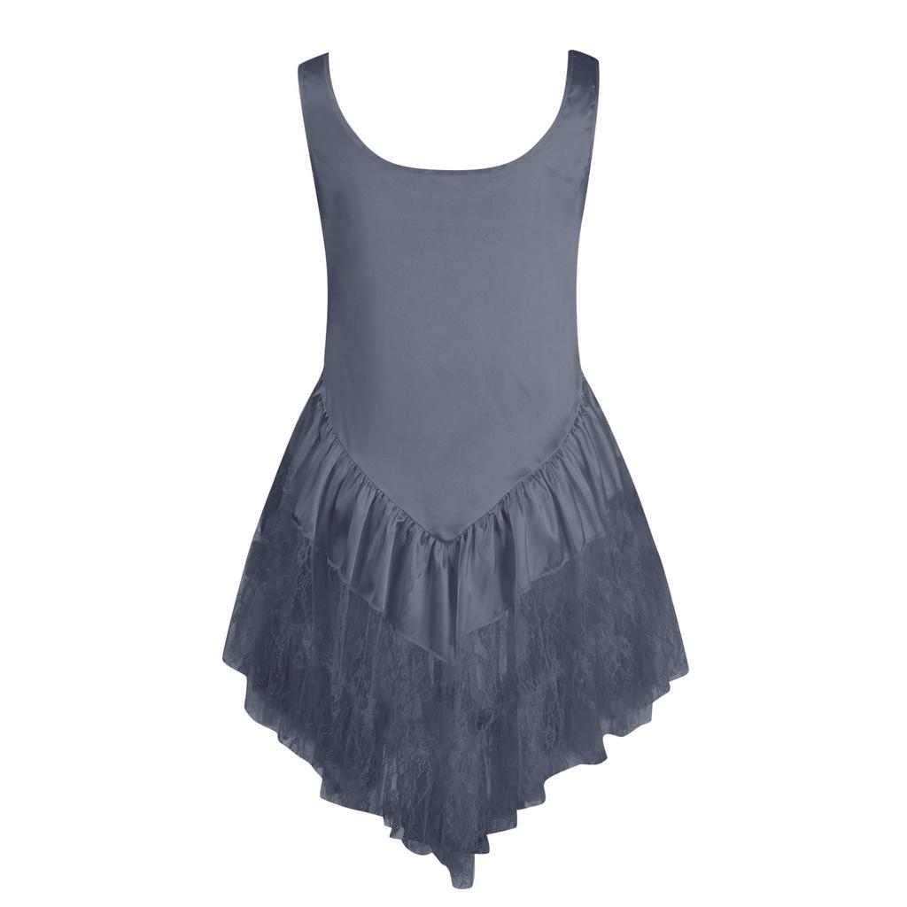 Dame Blonder Flytende Kjole Ermeløs Ryggløs Lav Utringning Underkjole A-linje Kort Kjole Boho Sommerkjole