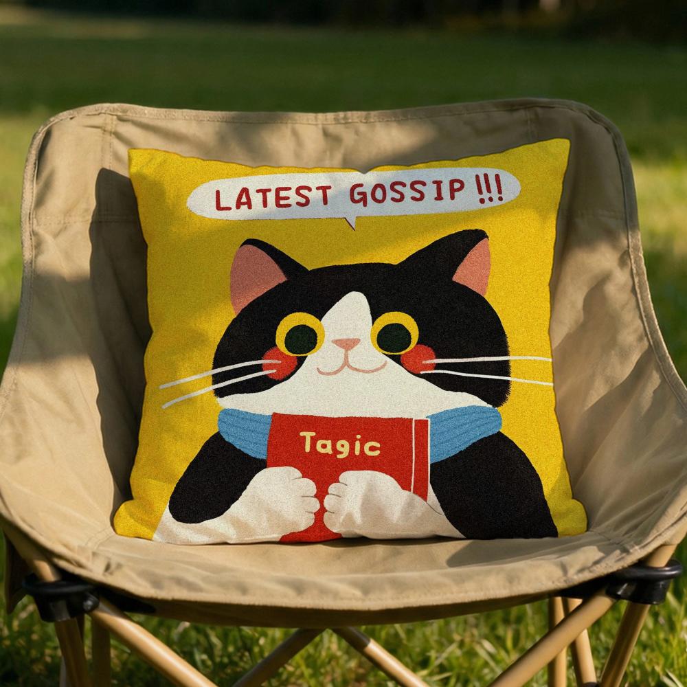 Cartoon Cat Cute Cushion Cover Soft Reversible  Durable Pillow Cover  MultiScene Use for Home  Car Daily Comfort