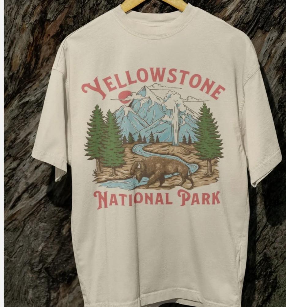 Ретро футболка Йеллоустоун, Футболка в винтажном стиле Национальный парк Йеллоустоун, Унисекс футболка XXXXL