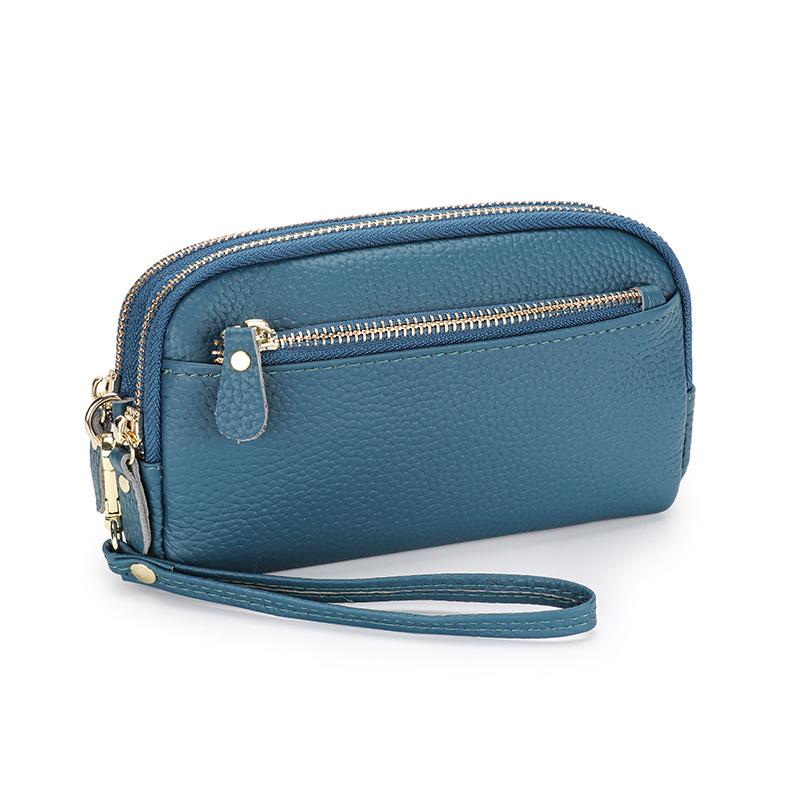 Women s Genuine Leather Chain Crossbody Bag: First Layer Cowhide, Large Capacity, Double Zipper, Versatile Clutch for Wallet & Phone