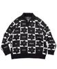 PEACE MAKER Daisy Checkerboard Polo Knit Sweater (Black)