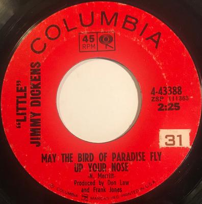 7-inch Plaat LITTLE JIMMY DICKENS - May The Bird Of Paradise Fly Up You 443388 Columbia 1965 VS Folk Gebruikt