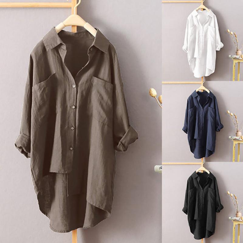 Casual Wind Solid Colour Shirt Spring and Autumn Women's Cardigan Double Pocket Long Sleeve Temperament Tops Women's Shirt