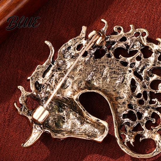 Vintage Horse Brooch Retro Rhinestone Pin Women Men Zinc Alloy
