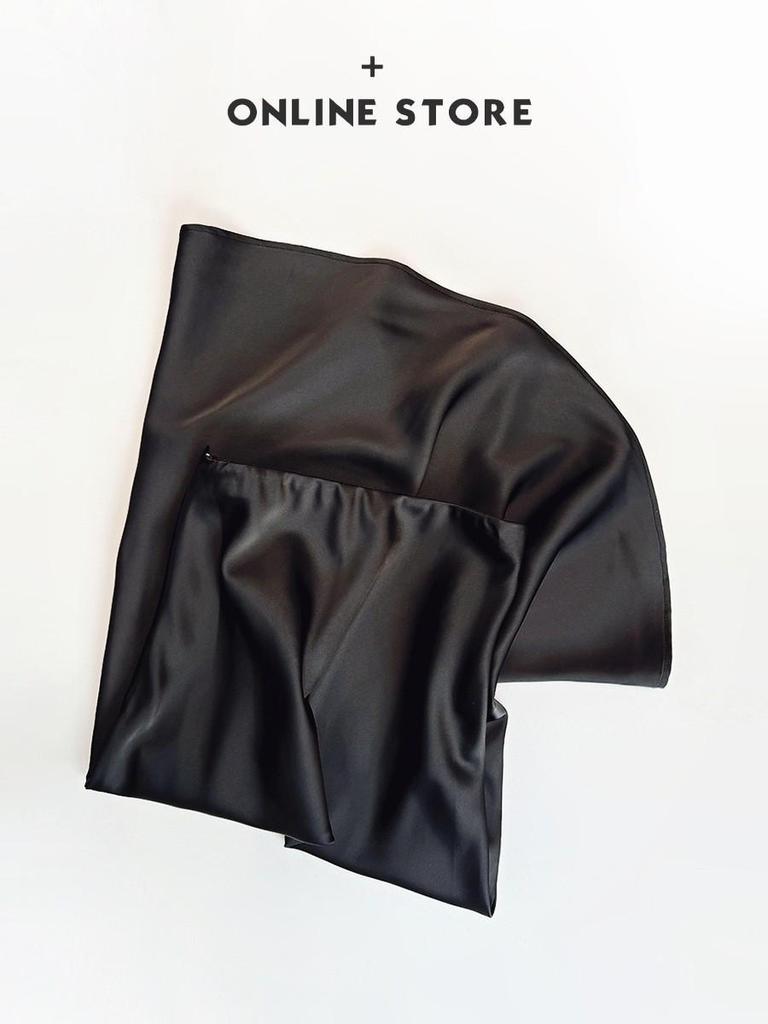 High-Waist Slim Satin Fishtail A-Line Skirt for Spring/Summer 2025