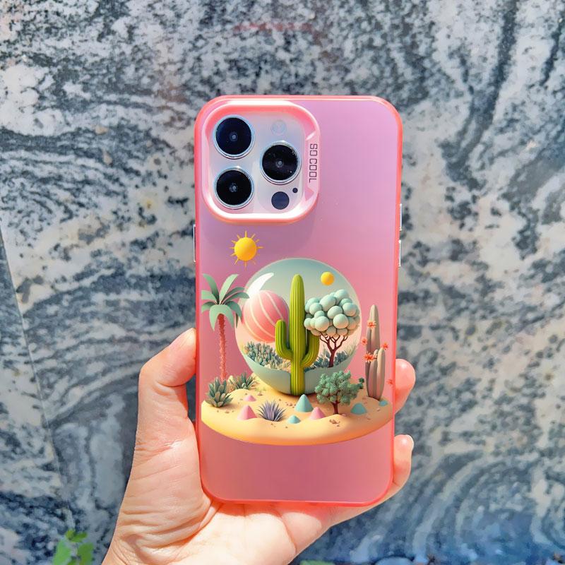 

2D Printing Landscape Phone case For iPhone 13 12 Mini 11 Pro Max 15 14 16 Pro Max Plus Creative Mountain Shockproof Laser Cover iphone 13Mini